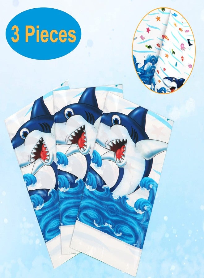 PHOGARY Shark Tablecloth, 3 Pack Disposable Plastic Rectangular Table Covers, Blue Ocean Theme Party Supplies for Boys Kids Birthday, Baby Shower, Wedding Anniversary - Image 2
